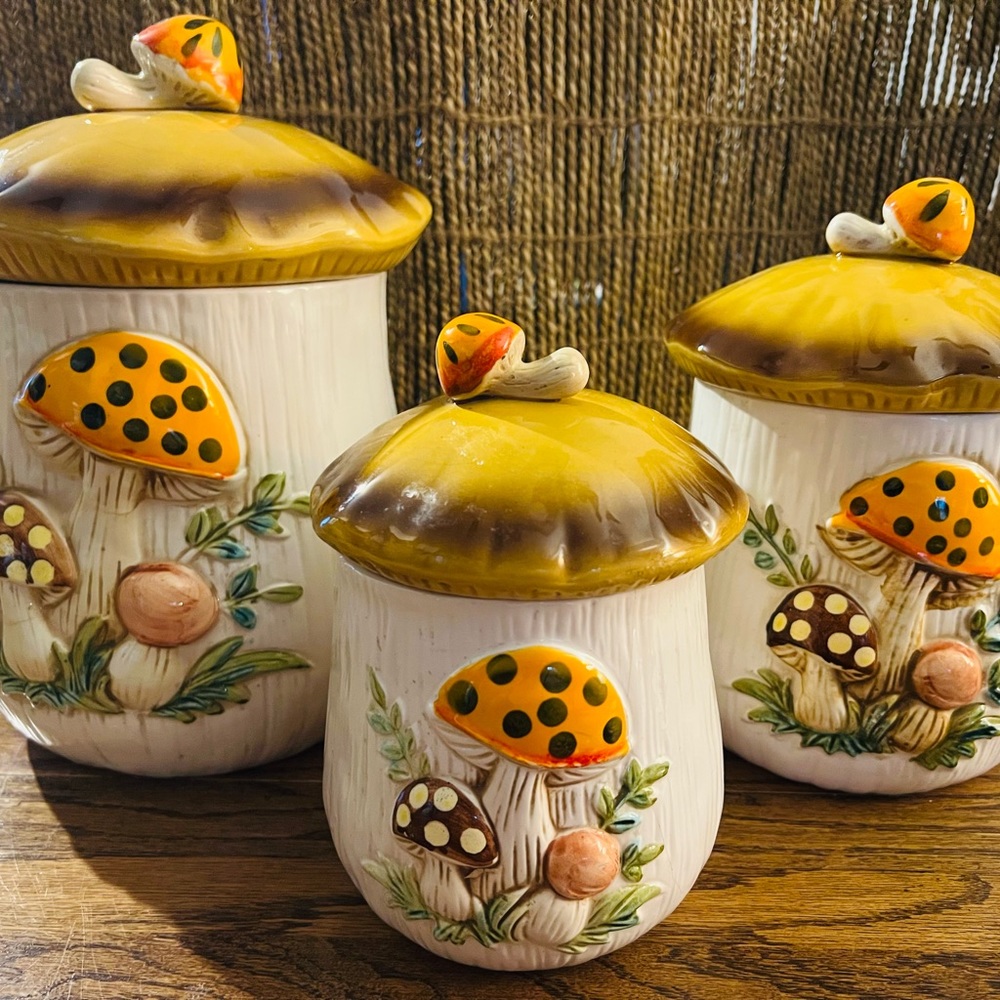 Vintage Mushroom Canisters